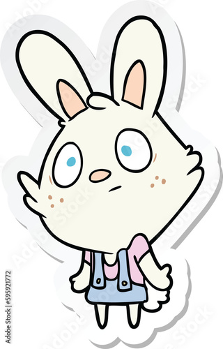 sticker of a cartoon rabbit shrugging shoulders