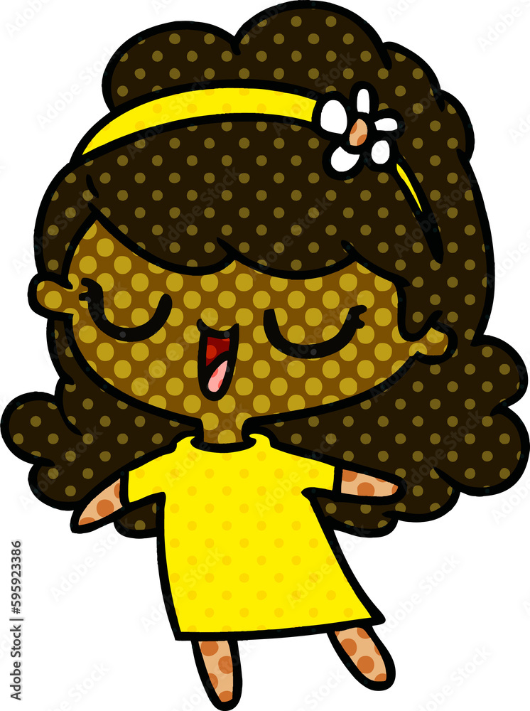 freehand drawn cartoon of cute kawaii girl freehand drawn cartoon of cute kawaii girl