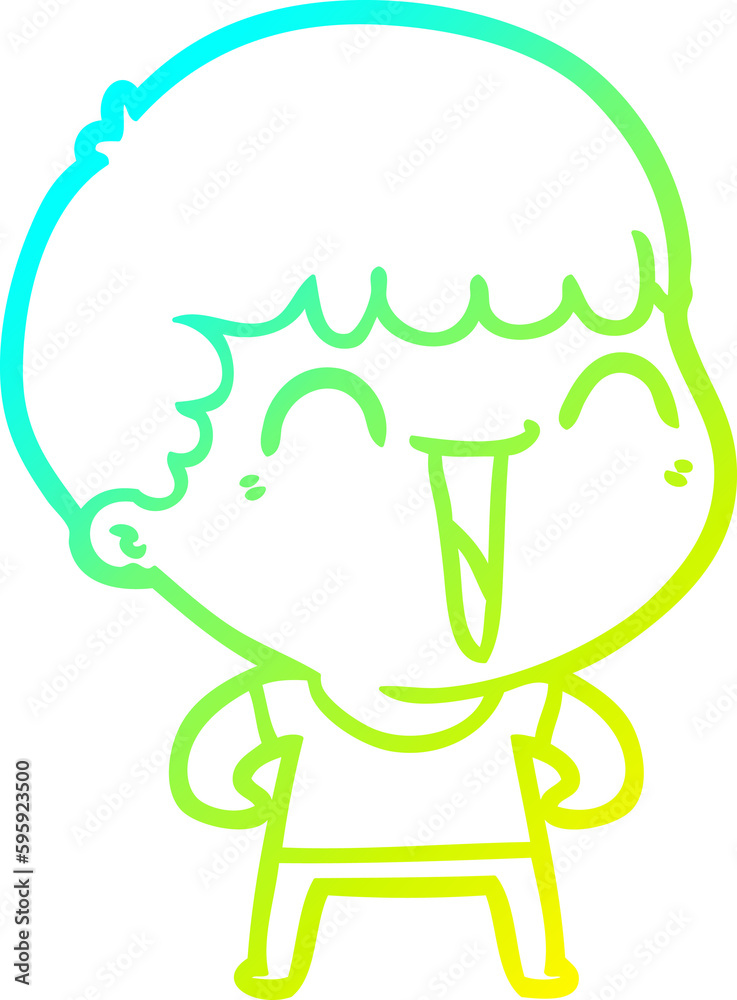 cold gradient line drawing of a cartoon happy man cold gradient line drawing of a cartoon happy man