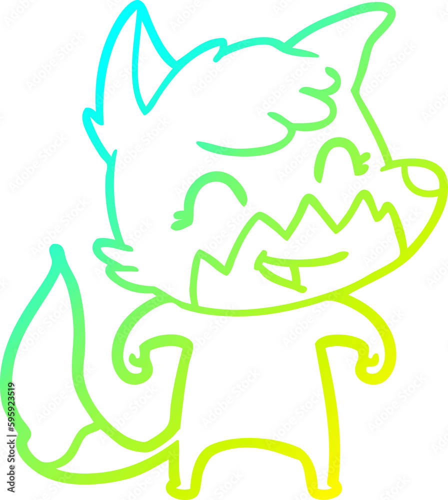 cold gradient line drawing of a happy cartoon fox cold gradient line drawing of a happy cartoon fox