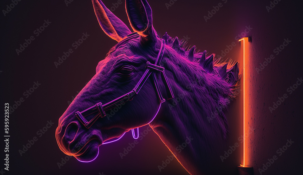 AI Generated of Animal mule face neon light illustration AI Generated of Animal mule face neon light illustration