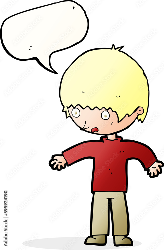 cartoon confused boy with speech bubble