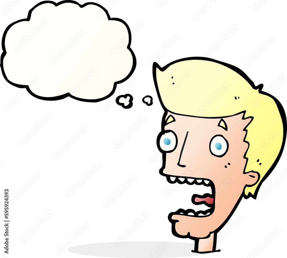 cartoon terrified man with thought bubble cartoon terrified man with thought bubble
