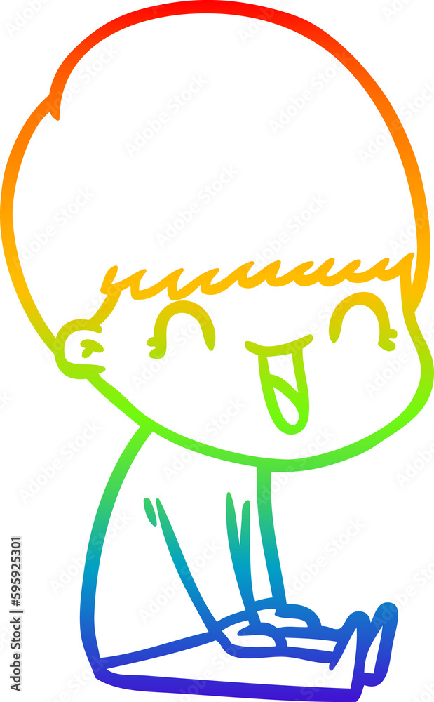 rainbow gradient line drawing of a happy cartoon boy rainbow gradient line drawing of a happy cartoon boy