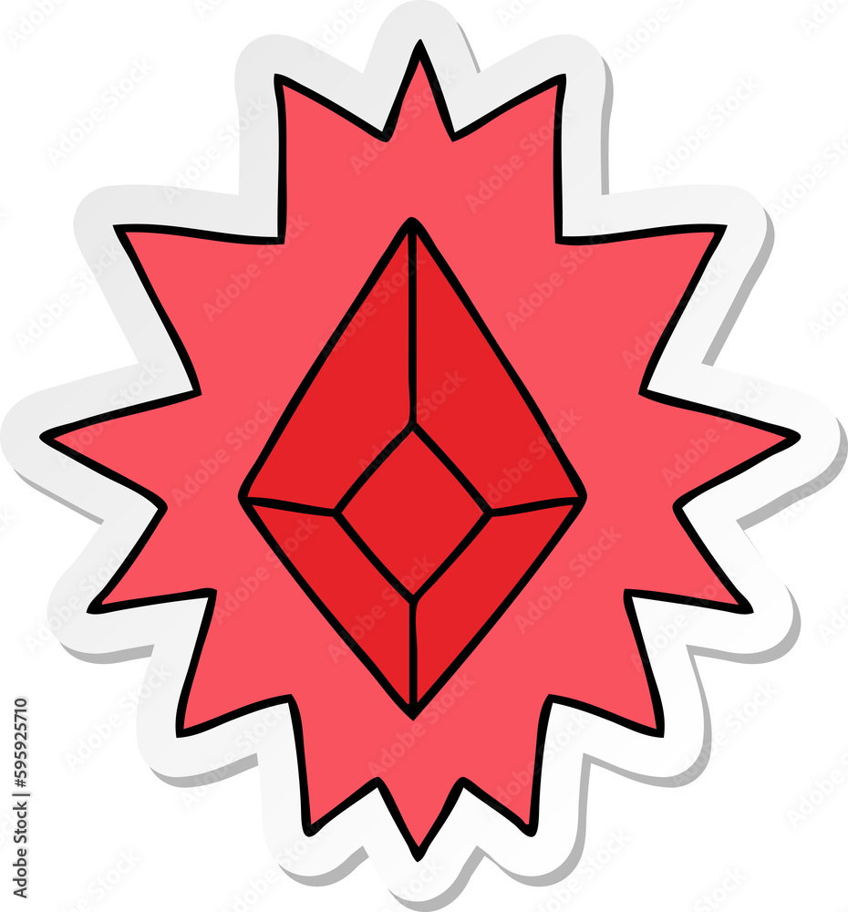 hand drawn sticker cartoon doodle of a red bright jewel hand drawn sticker cartoon doodle of a red bright jewel