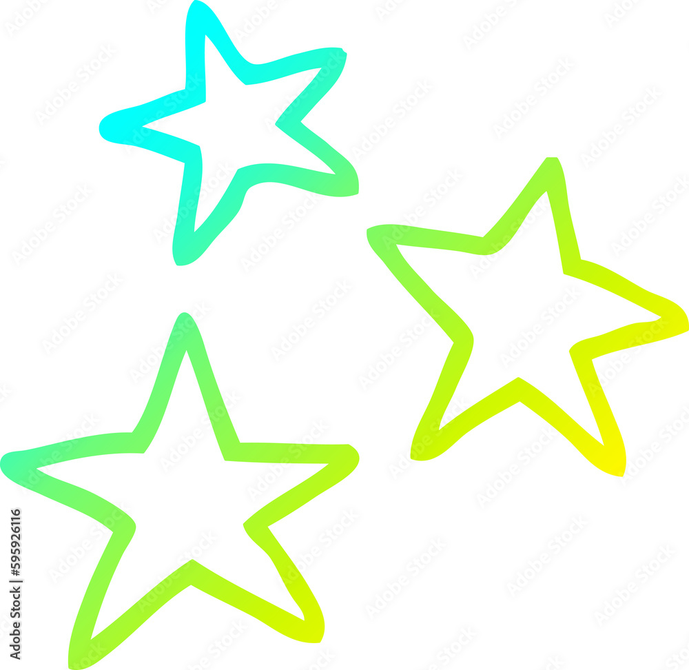 Obraz premium cold gradient line drawing of a cartoon star symbols