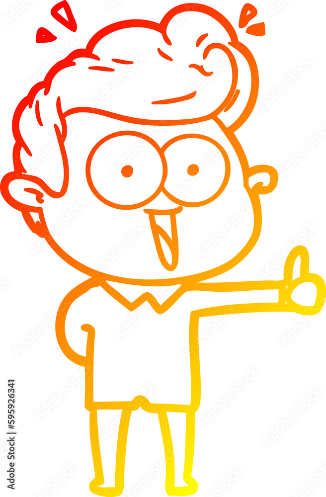 warm gradient line drawing of a cartoon staring man warm gradient line drawing of a cartoon staring man