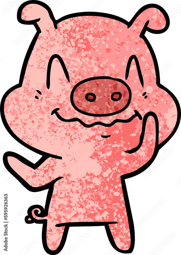 nervous cartoon pig