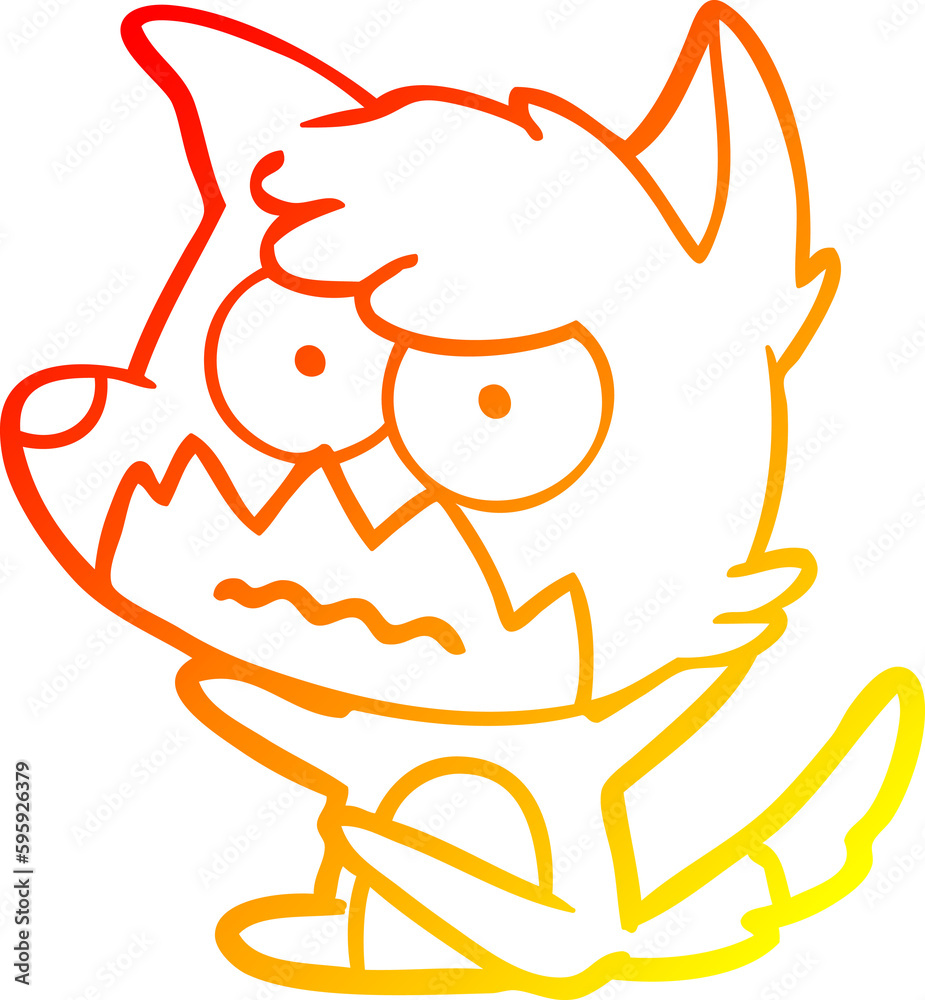 warm gradient line drawing of a cartoon annoyed fox warm gradient line drawing of a cartoon annoyed fox