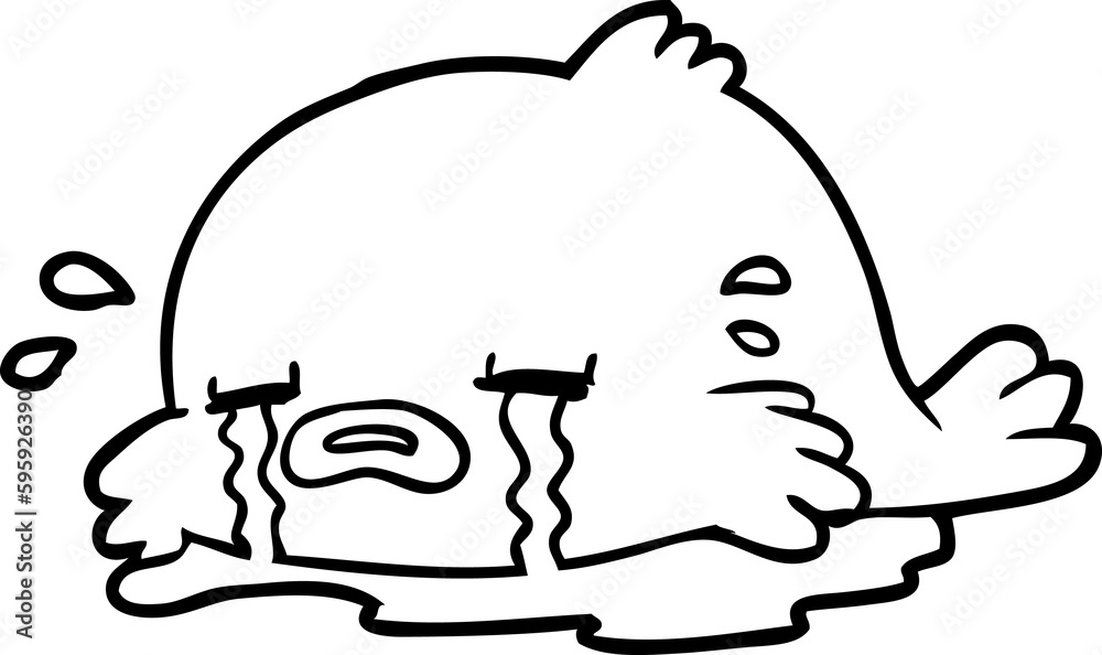 line drawing of a crying fish