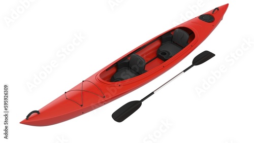 red kayak isolated on white