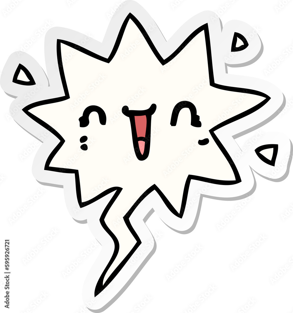 happy cartoon face with speech bubble sticker happy cartoon face with speech bubble sticker