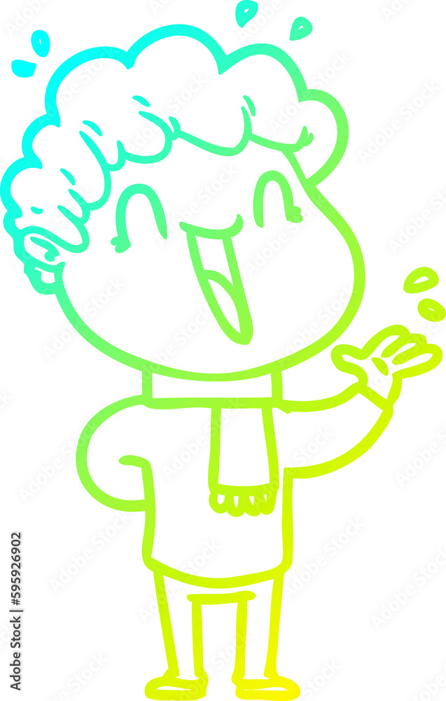 cold gradient line drawing of a cartoon happy man cold gradient line drawing of a cartoon happy man