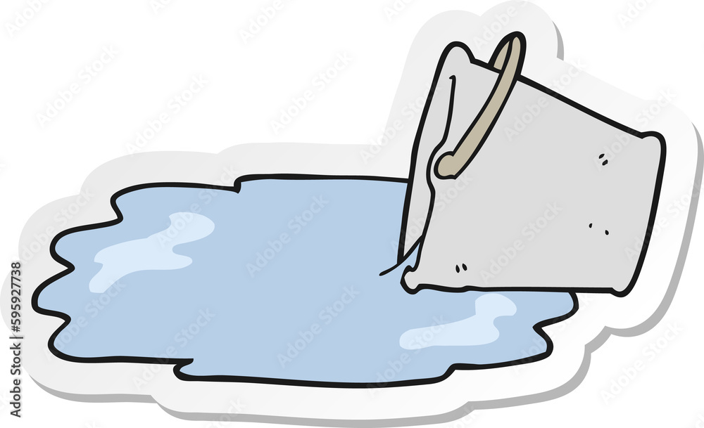 sticker of a cartoon spilled bucket sticker of a cartoon spilled bucket