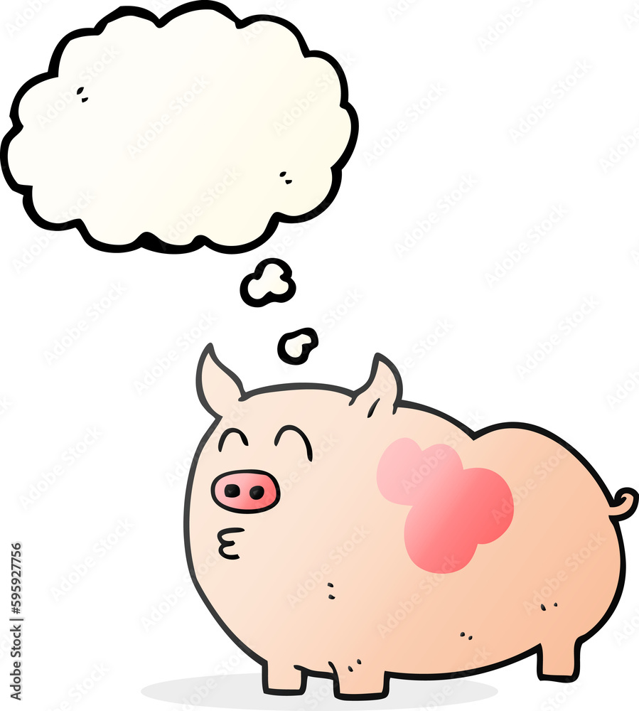 freehand drawn thought bubble cartoon pig freehand drawn thought bubble cartoon pig