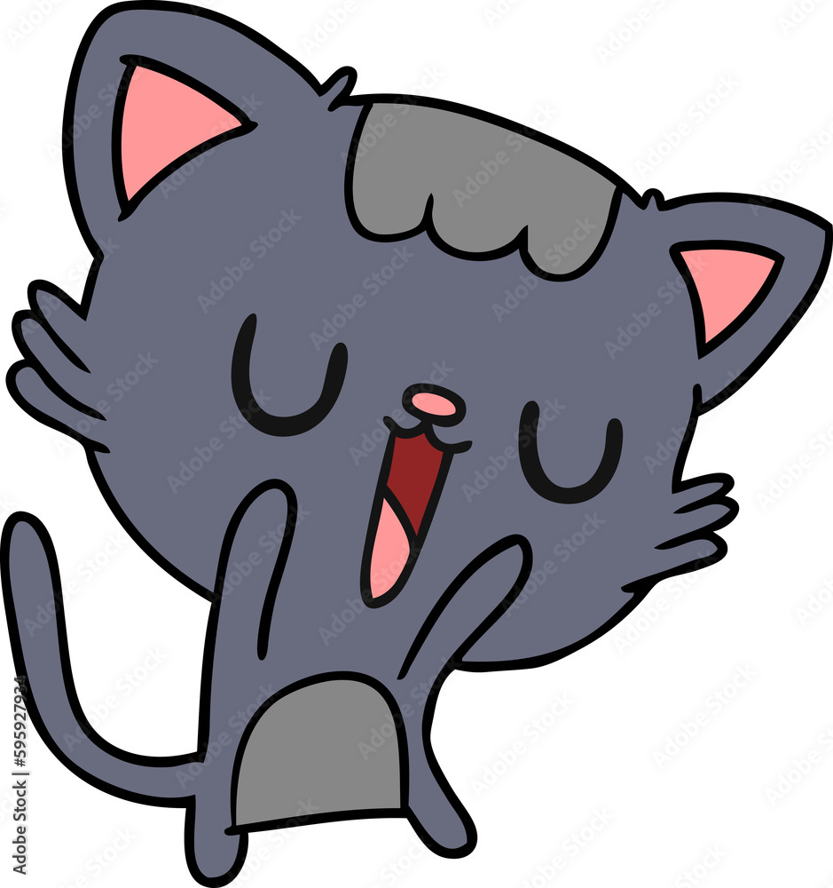 Obraz premium freehand drawn cartoon of cute kawaii cat