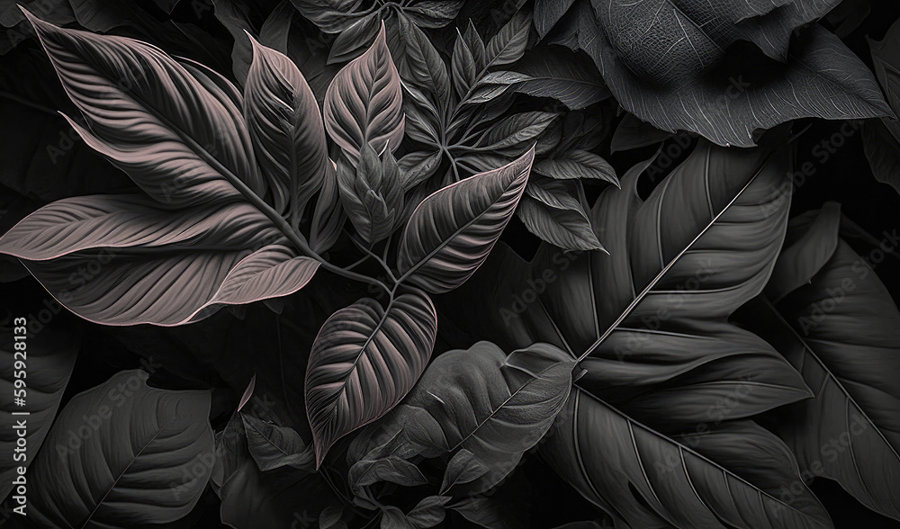 Black leaves backdrop and pattern. Generative AI Black leaves backdrop and pattern. Generative AI