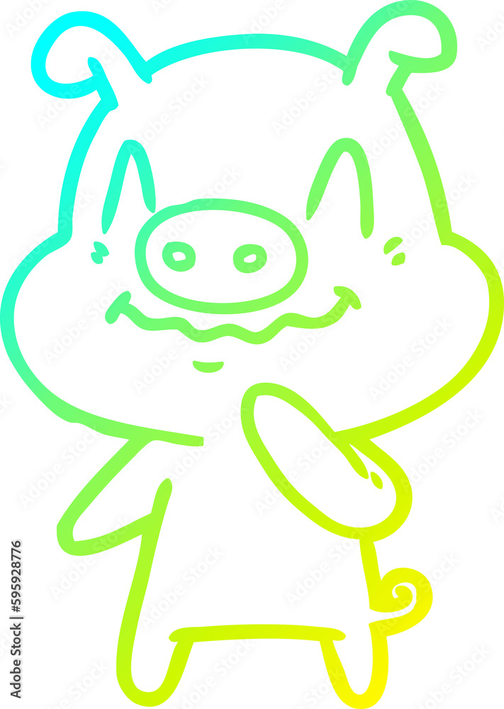 cold gradient line drawing of a nervous cartoon pig cold gradient line drawing of a nervous cartoon pig