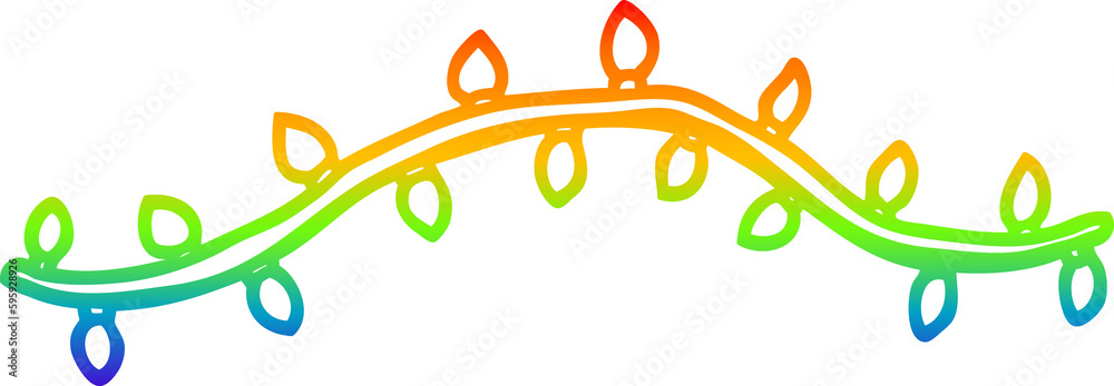 rainbow gradient line drawing of a cartoon vine with leaves rainbow gradient line drawing of a cartoon vine with leaves