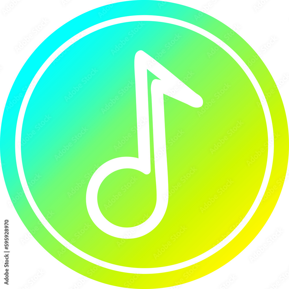 musical note circular icon with cool gradient finish musical note circular icon with cool gradient finish