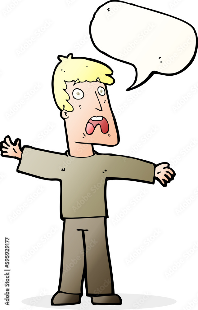 cartoon frightened man with speech bubble cartoon frightened man with speech bubble