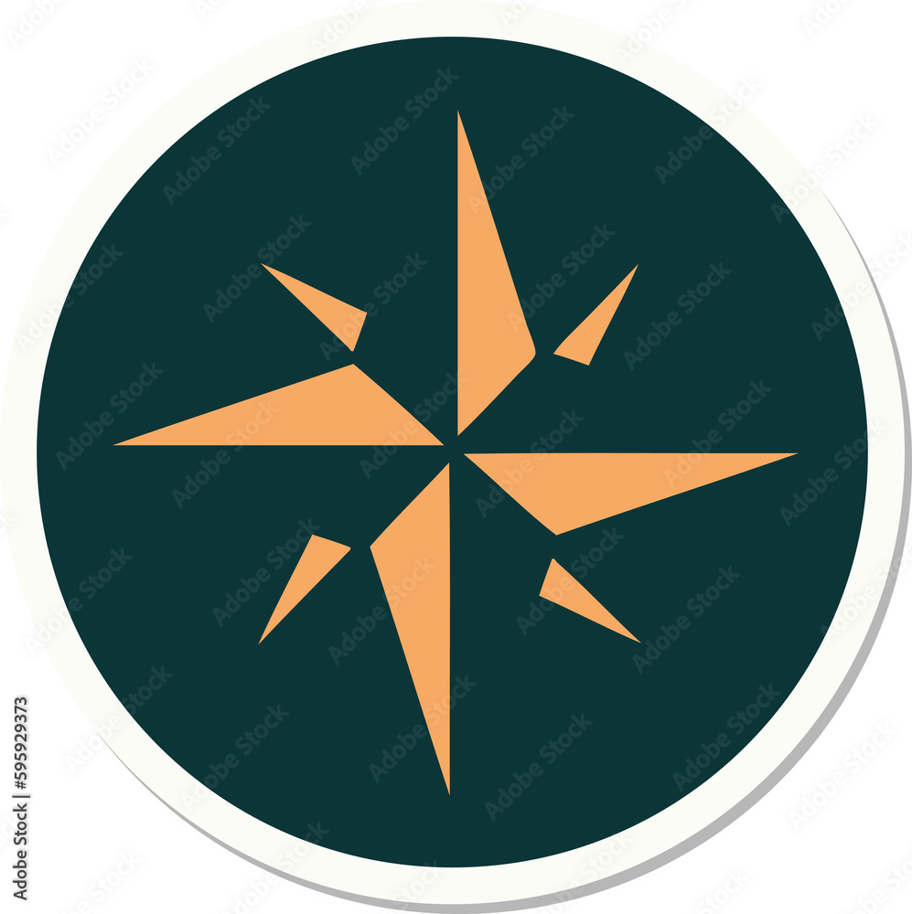 sticker of tattoo in traditional style of a star sticker of tattoo in traditional style of a star