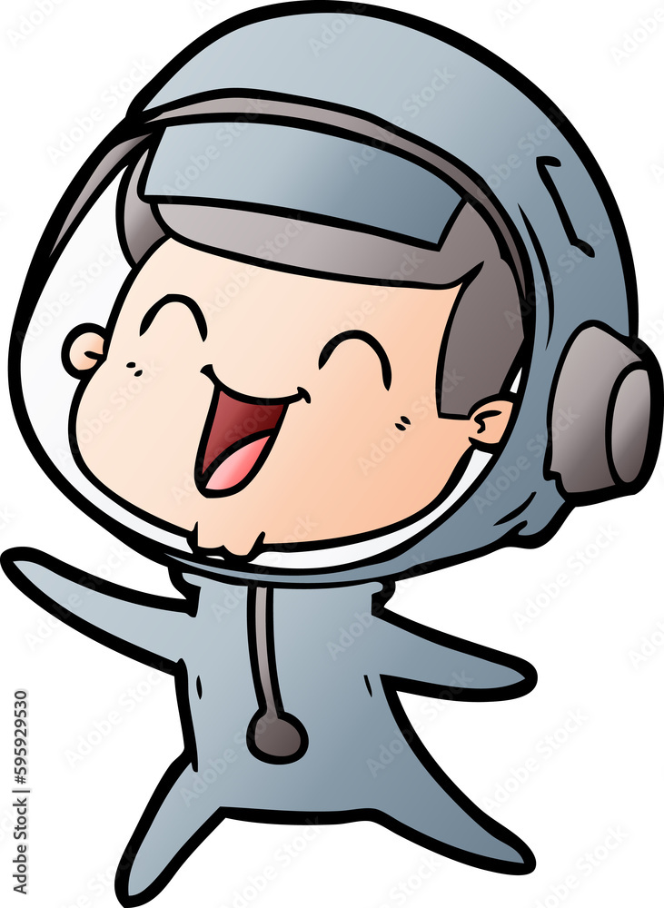 happy cartoon astronaut