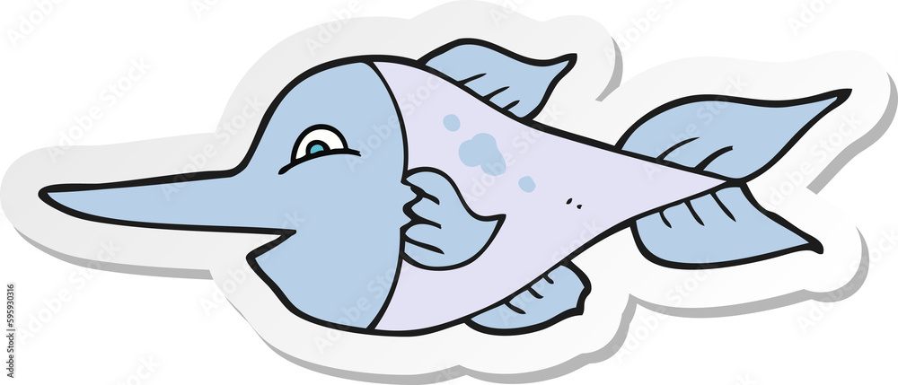 sticker of a cartoon swordfish