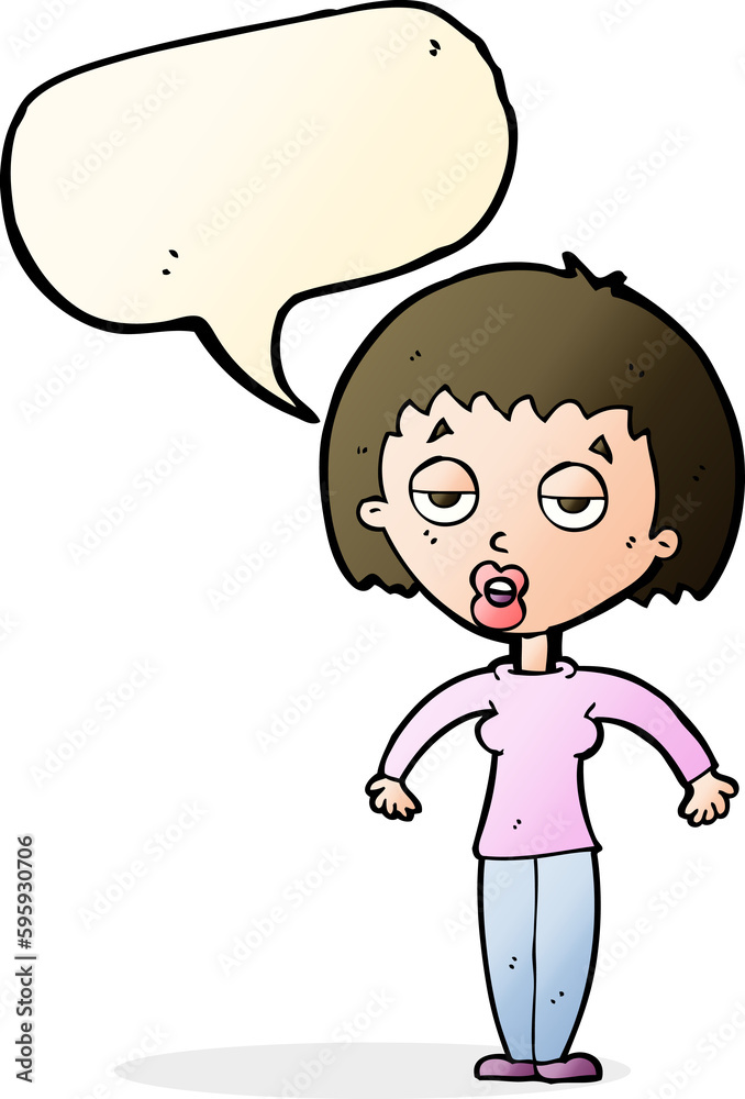 cartoon woman shrugging shoulders with speech bubble cartoon woman shrugging shoulders with speech bubble