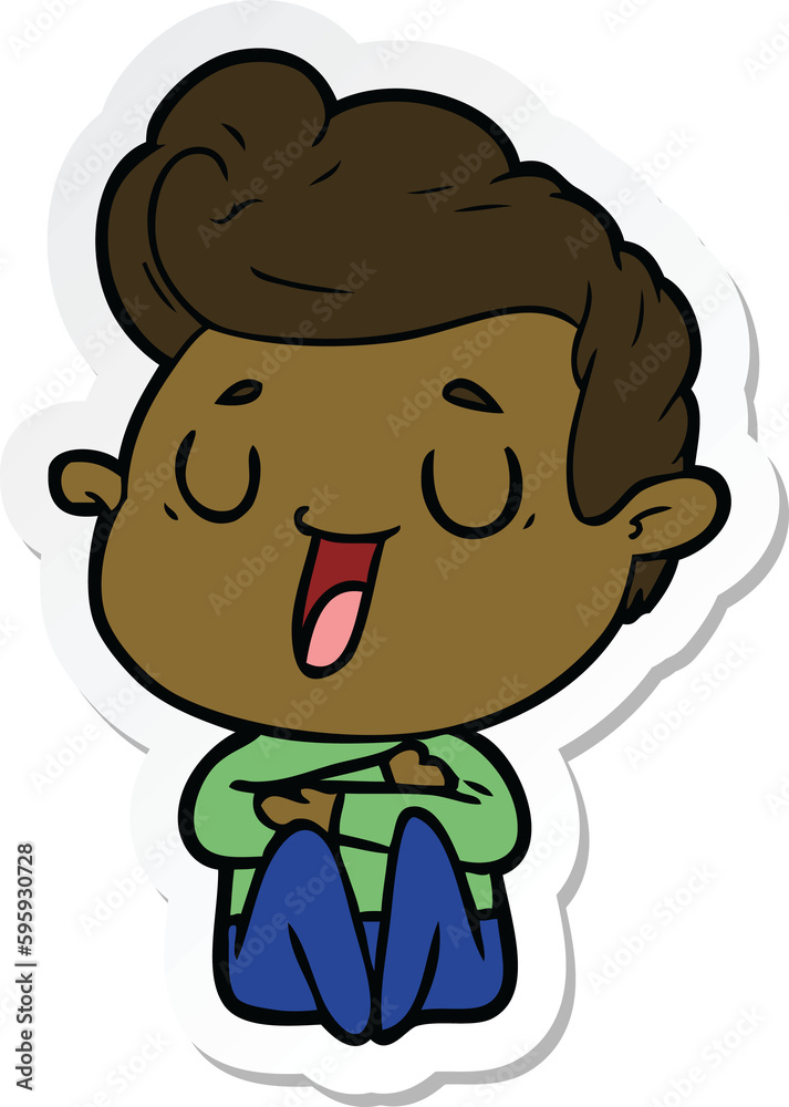 sticker of a happy cartoon man