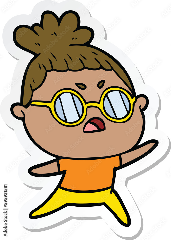 sticker of a cartoon annoyed woman