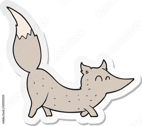 sticker of a cartoon little wolf