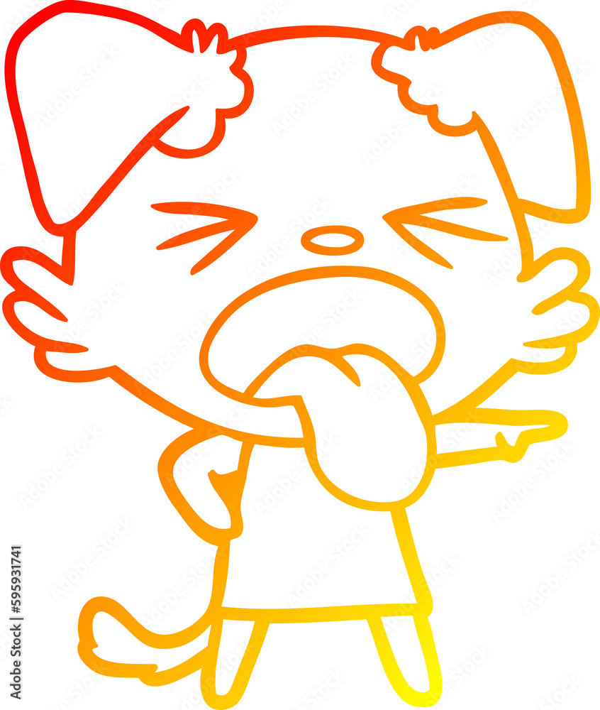 warm gradient line drawing of a cartoon disgusted dog warm gradient line drawing of a cartoon disgusted dog