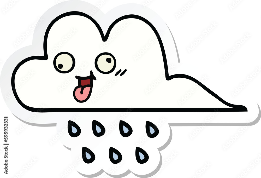 sticker of a cute cartoon rain cloud sticker of a cute cartoon rain cloud
