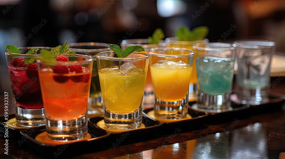 set of alcoholic drinks.Created with generative technology. set of alcoholic drinks.Created with generative technology.