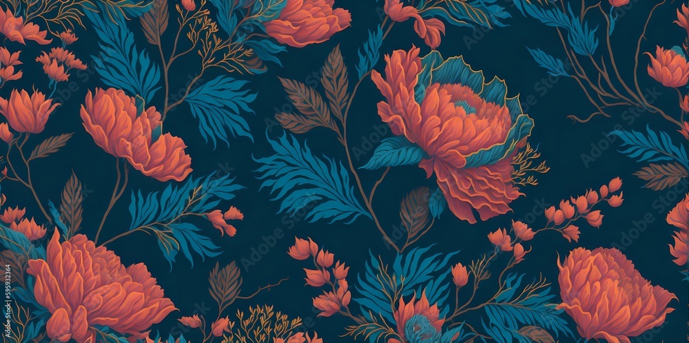 Black and White Flowers Pattern. Floral Pattern. generative ai Black and White Flowers Pattern. Floral Pattern. generative ai