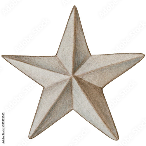 watercolor hand drawn decorative rustic star © angela0982