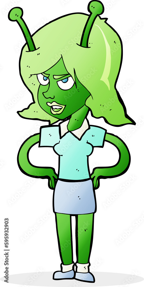 Fototapeta premium cartoon alien woman