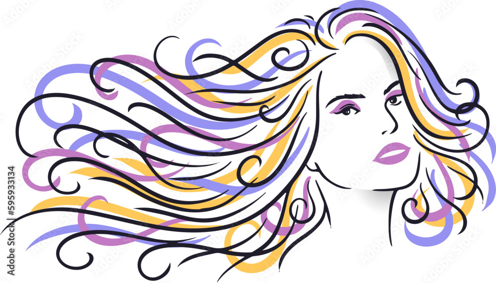 illustration of a woman with long loose hair illustration of a woman with long loose hair