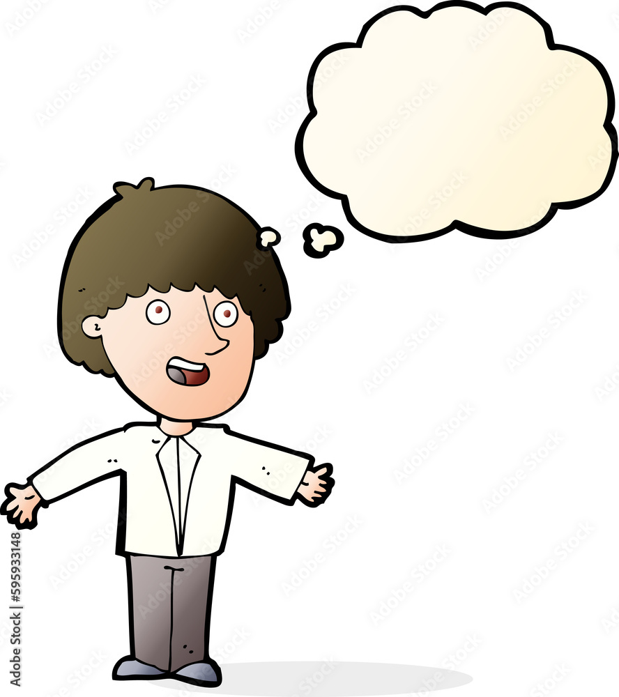 cartoon happy man with thought bubble cartoon happy man with thought bubble