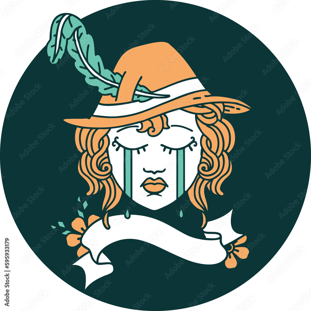 icon of human bard character face icon of human bard character face