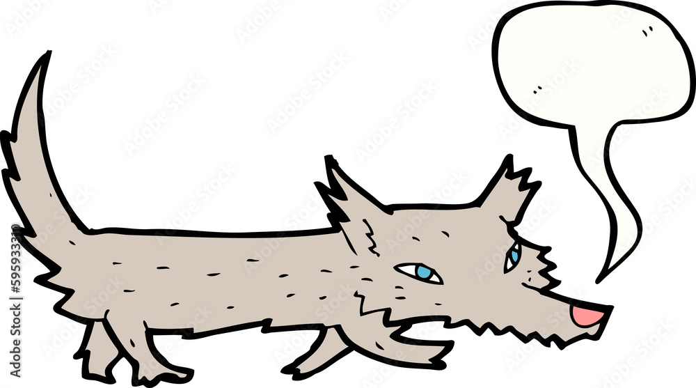 cartoon little wolf with speech bubble cartoon little wolf with speech bubble