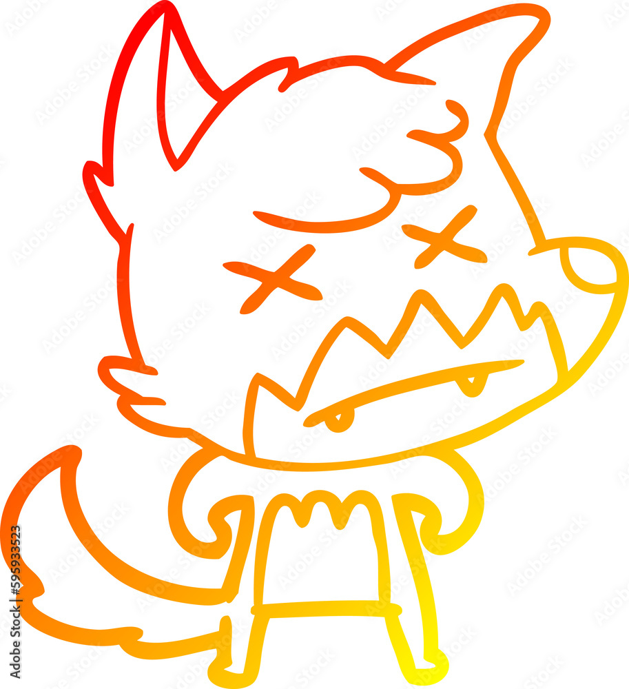 warm gradient line drawing of a cartoon dead fox warm gradient line drawing of a cartoon dead fox