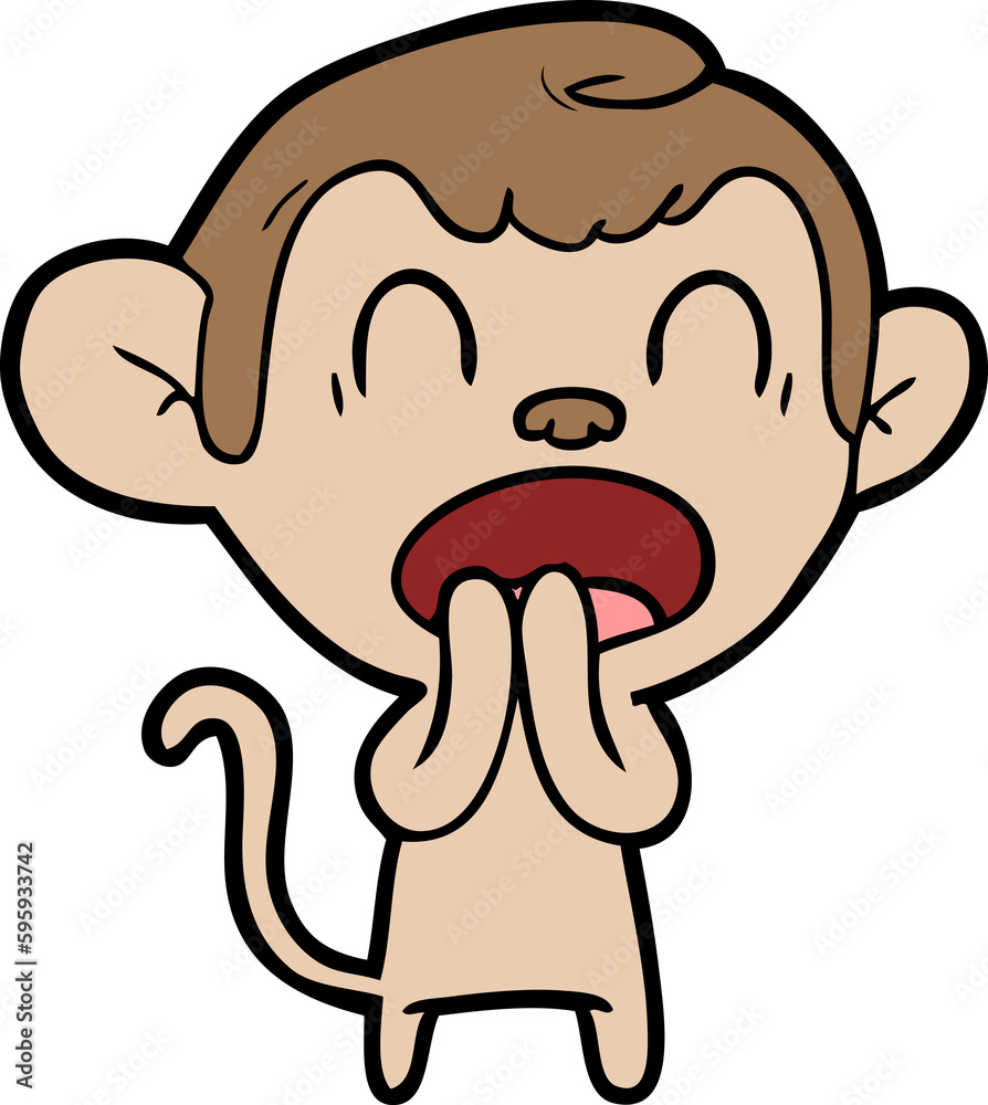 yawning cartoon monkey