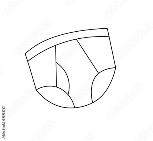 Vector isolated one single funny cotton panties underpants  colorless black and white contour line easy drawing