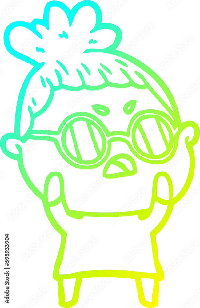 cold gradient line drawing of a cartoon annoyed woman cold gradient line drawing of a cartoon annoyed woman