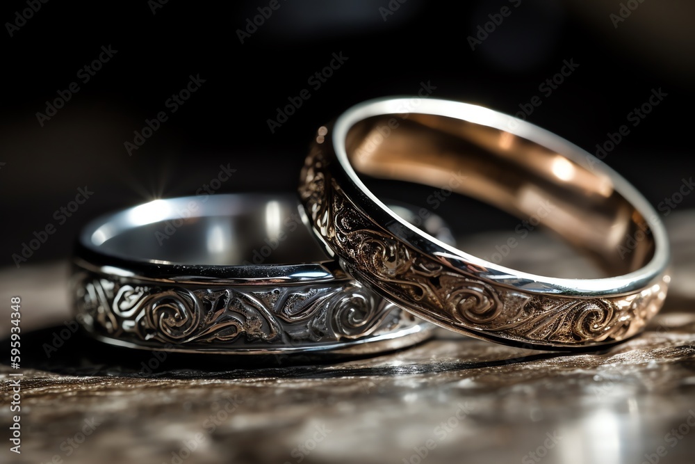 Wedding Rings Symbolize Love And Family In A Highquality Photo With Selective Focus. Generative AI Wedding Rings Symbolize Love And Family In A Highquality Photo With Selective Focus. Generative AI