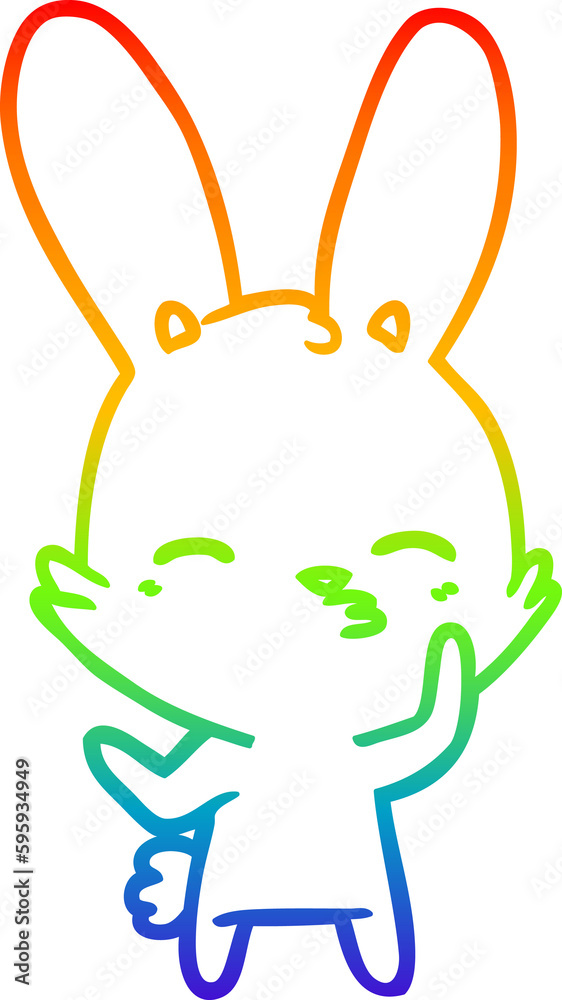 rainbow gradient line drawing of a curious bunny cartoon rainbow gradient line drawing of a curious bunny cartoon