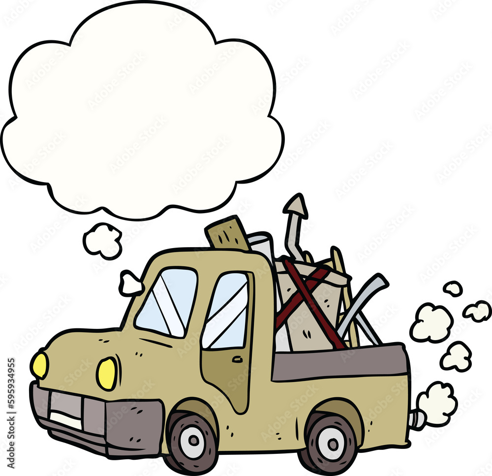 cartoon old truck with thought bubble cartoon old truck with thought bubble