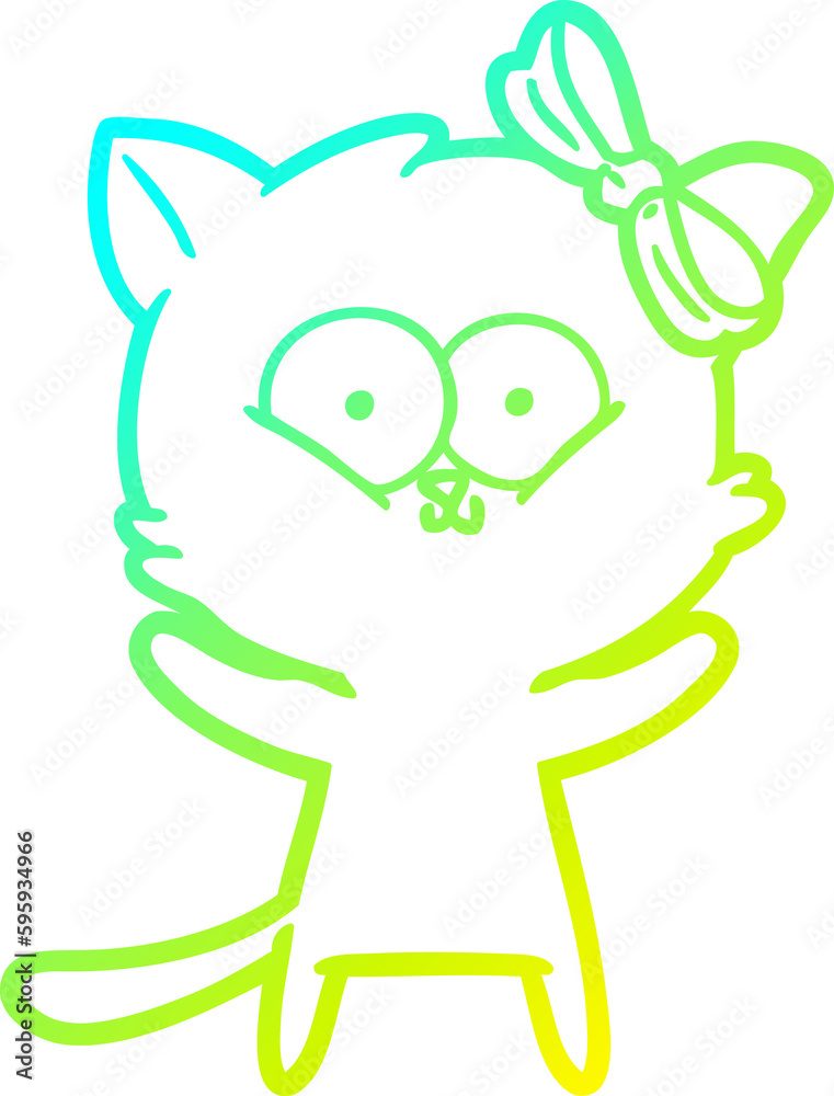 cold gradient line drawing of a cartoon cat cold gradient line drawing of a cartoon cat